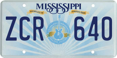 MS license plate ZCR640