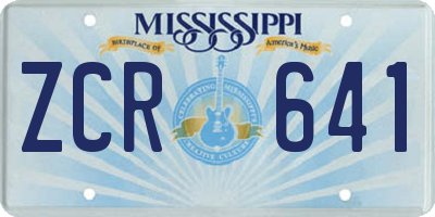 MS license plate ZCR641