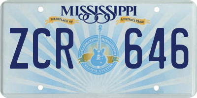 MS license plate ZCR646