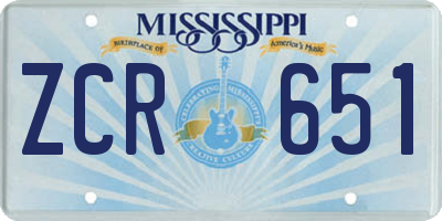 MS license plate ZCR651