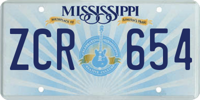 MS license plate ZCR654