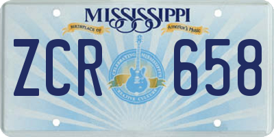 MS license plate ZCR658