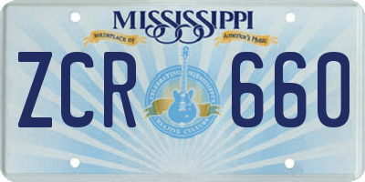 MS license plate ZCR660