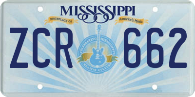 MS license plate ZCR662