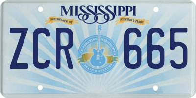 MS license plate ZCR665