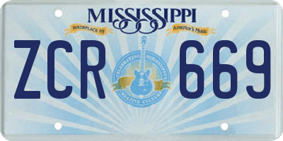 MS license plate ZCR669