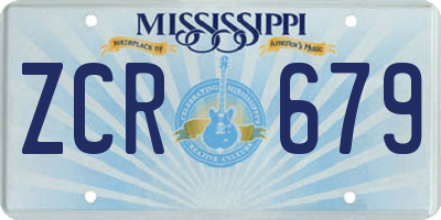 MS license plate ZCR679