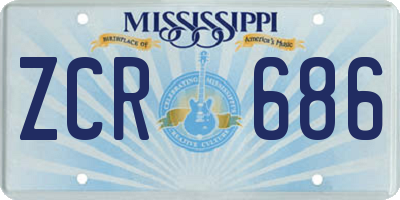 MS license plate ZCR686