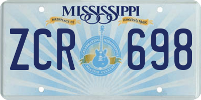 MS license plate ZCR698
