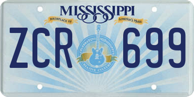 MS license plate ZCR699