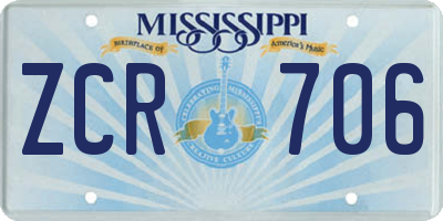 MS license plate ZCR706