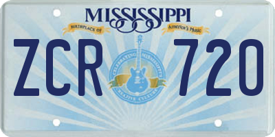 MS license plate ZCR720