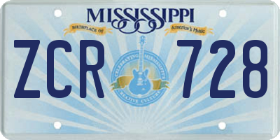MS license plate ZCR728