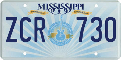 MS license plate ZCR730