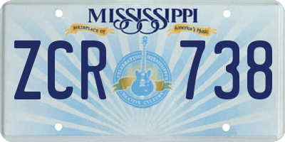 MS license plate ZCR738