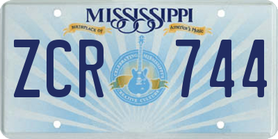 MS license plate ZCR744
