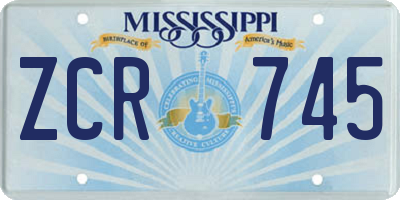 MS license plate ZCR745