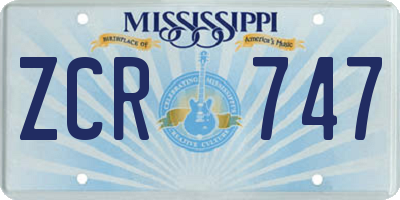 MS license plate ZCR747
