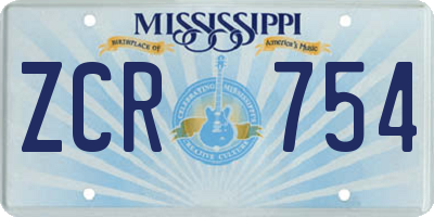 MS license plate ZCR754