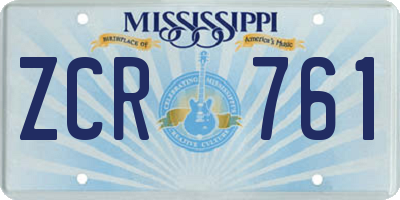 MS license plate ZCR761