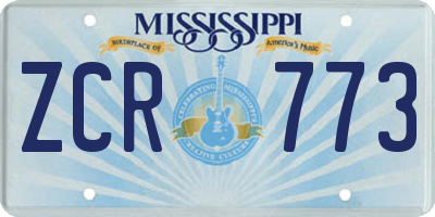 MS license plate ZCR773