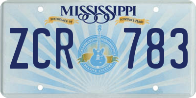 MS license plate ZCR783