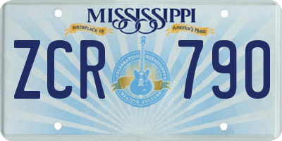 MS license plate ZCR790