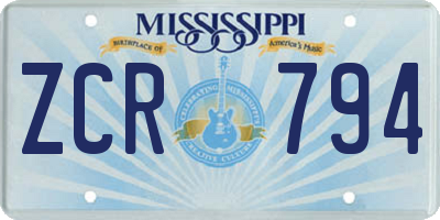 MS license plate ZCR794