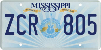 MS license plate ZCR805