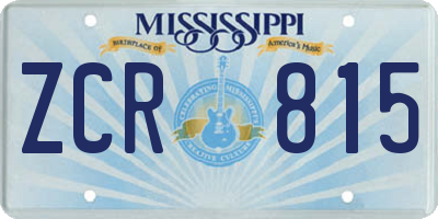 MS license plate ZCR815