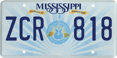 MS license plate ZCR818