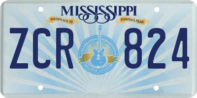 MS license plate ZCR824