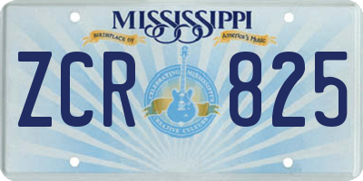 MS license plate ZCR825