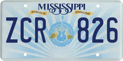 MS license plate ZCR826