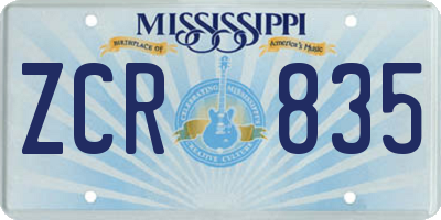 MS license plate ZCR835