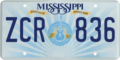 MS license plate ZCR836