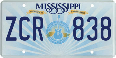 MS license plate ZCR838