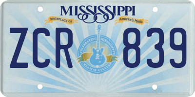 MS license plate ZCR839