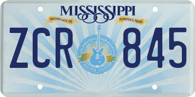 MS license plate ZCR845