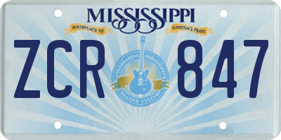 MS license plate ZCR847