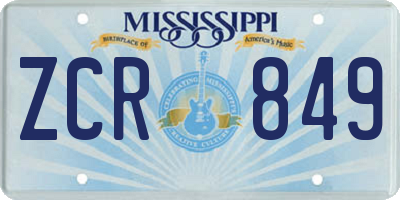 MS license plate ZCR849