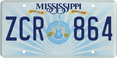 MS license plate ZCR864