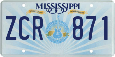 MS license plate ZCR871