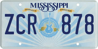 MS license plate ZCR878
