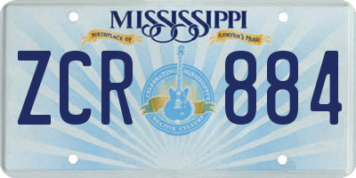 MS license plate ZCR884