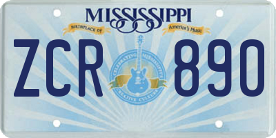 MS license plate ZCR890