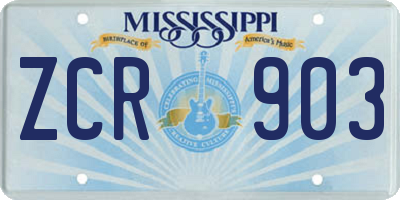 MS license plate ZCR903