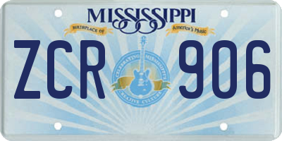 MS license plate ZCR906