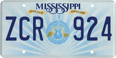 MS license plate ZCR924