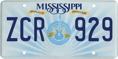 MS license plate ZCR929